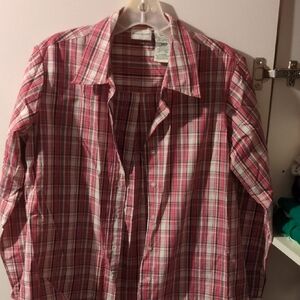 White Stag Pink and White Casual Button Down Shirt